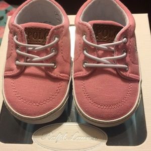 Pink/white chambray faxon gore polo sneakers